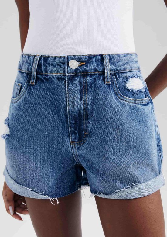 Foto do produto: Shorts Jeans Feminino Barra A Fio - Azul