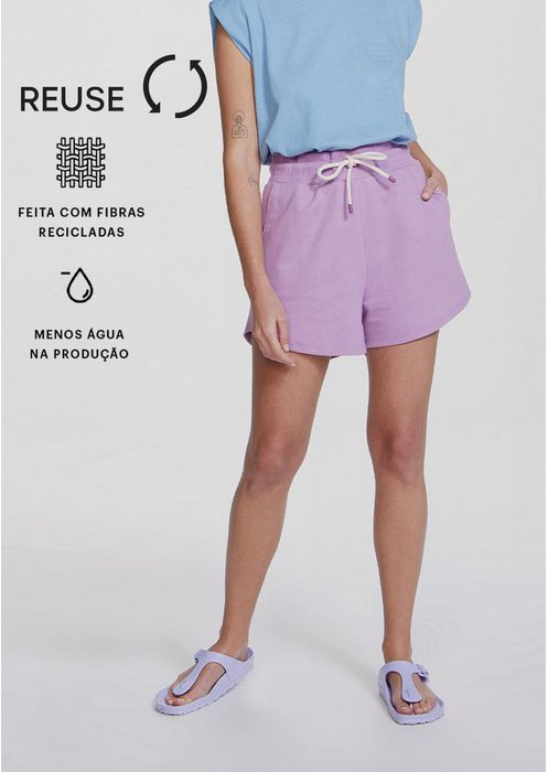 Shorts De Moletom Feminino Básico Reuse - Roxo