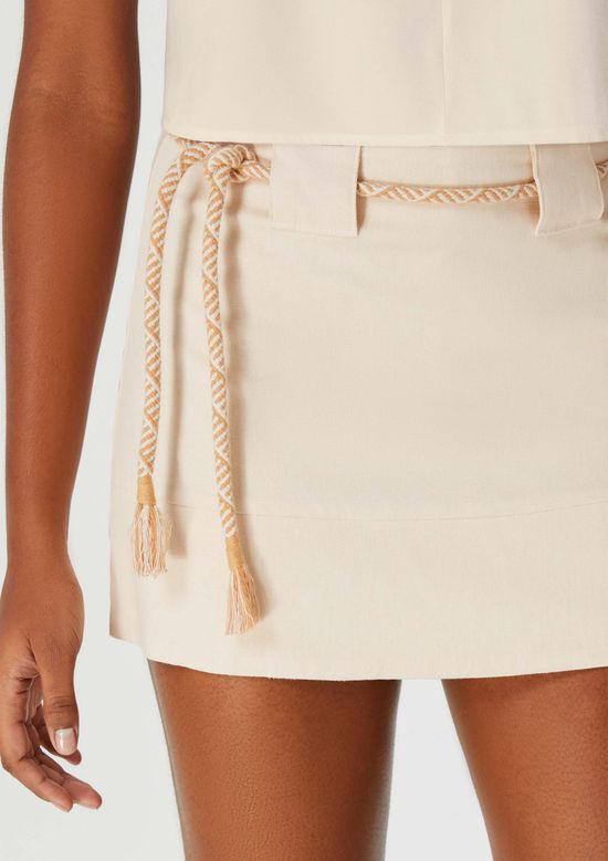 Foto do produto: Shorts Saia Curto Cintura Alta Com Amarração - Bege