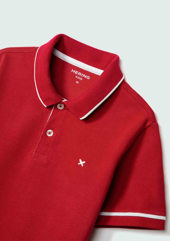 Foto do produto: Camisa Polo Básica Menino De Algodão Com Bordado - Vermelho