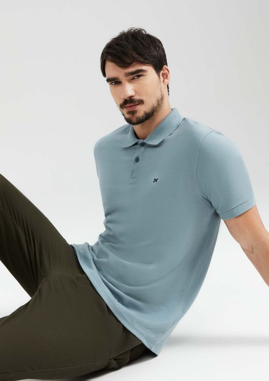 Foto do produto: Camisa Polo Básica Masculina Super Cotton Com Bordado - Azul