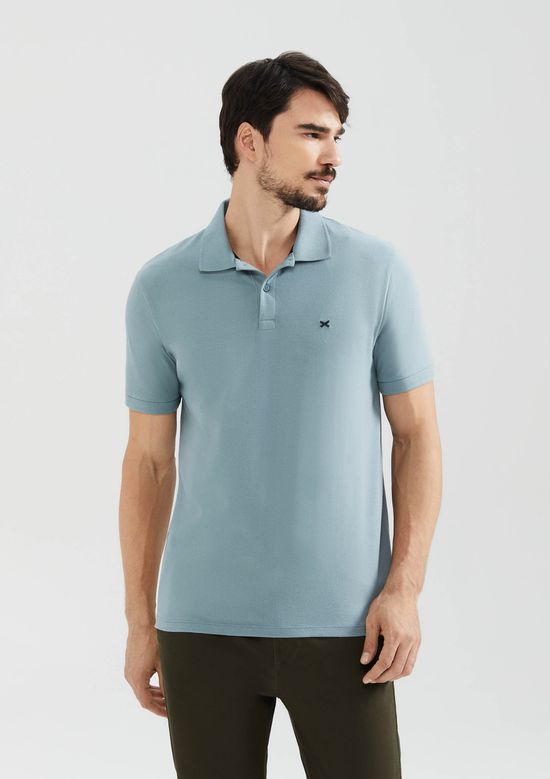 Foto do produto: Camisa Polo Básica Masculina Super Cotton Com Bordado - Azul