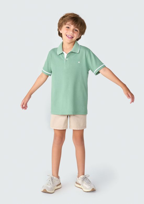 Foto do produto: Camisa Polo Básica Menino De Algodão Com Bordado - Verde