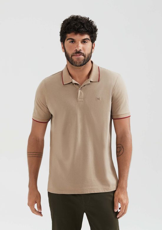 Foto do produto: Camisa Polo Básica Masculina Super Cotton Com Bordado - Bege