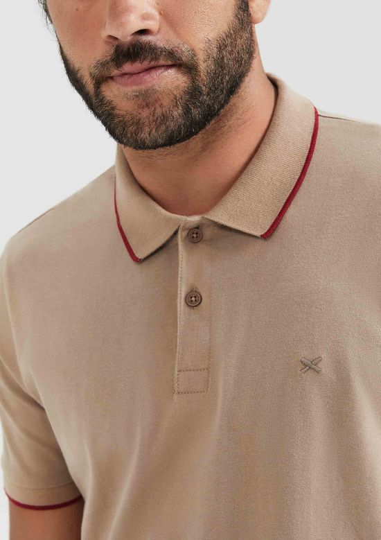 Foto do produto: Camisa Polo Básica Masculina Super Cotton Com Bordado - Bege