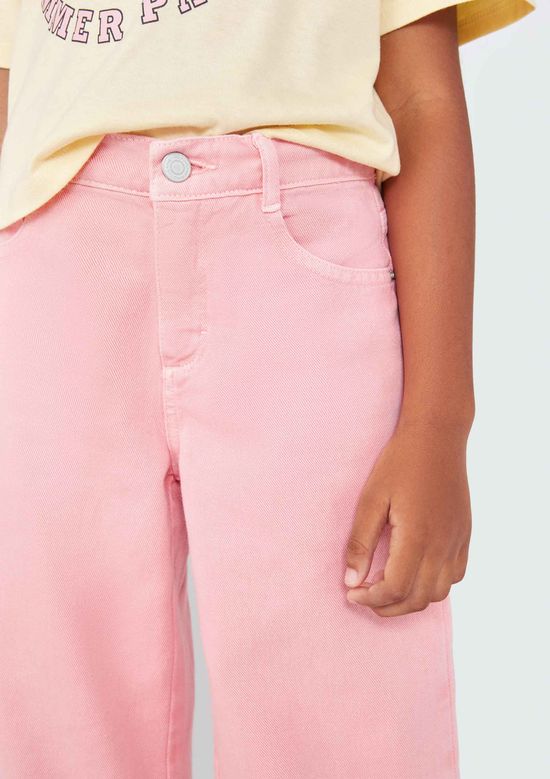 Foto do produto: Calça Infantil Menina Wide Leg Em Sarja - Rosa