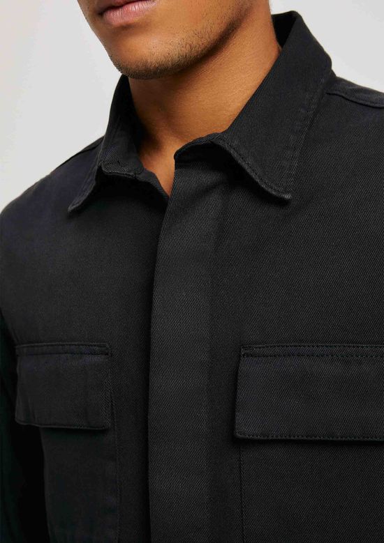 Foto do produto: Camisa Básica Masculina Comfort Em Sarja - Preto