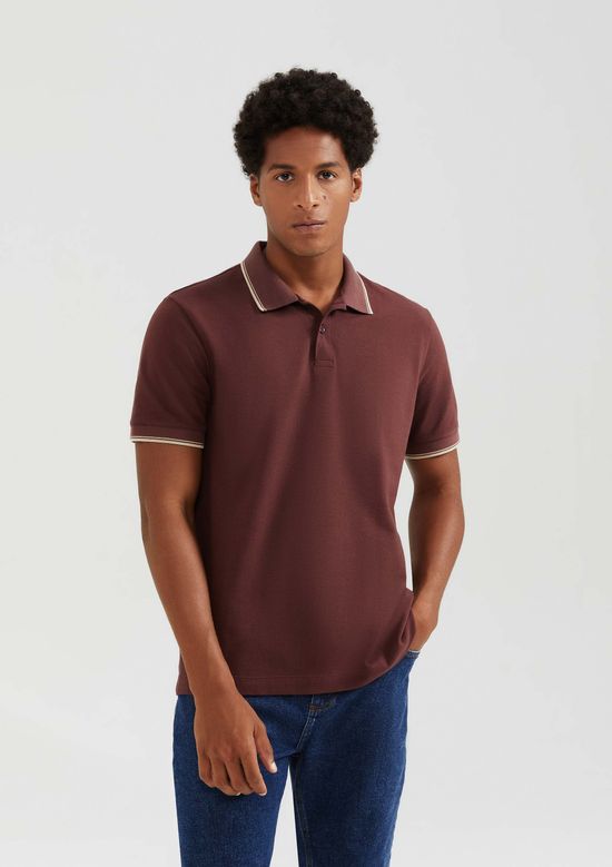 Foto do produto: Camisa Polo Masculina Manga Curta Com Retilínea - Vinho