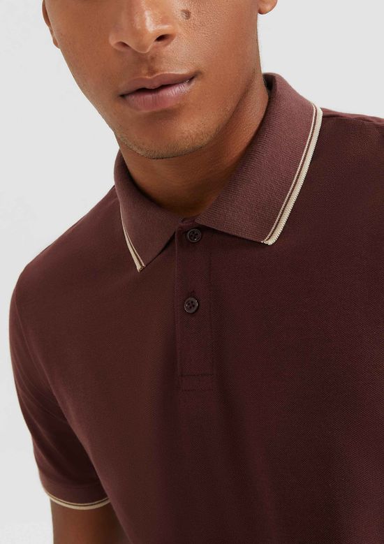 Foto do produto: Camisa Polo Masculina Manga Curta Com Retilínea - Vinho