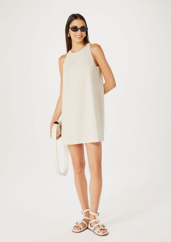 Foto do produto: Vestido Curto Trapézio Em Viscose - Bege
