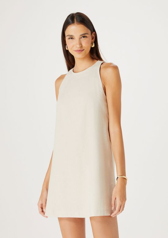 Foto do produto: Vestido Curto Trapézio Em Viscose - Bege