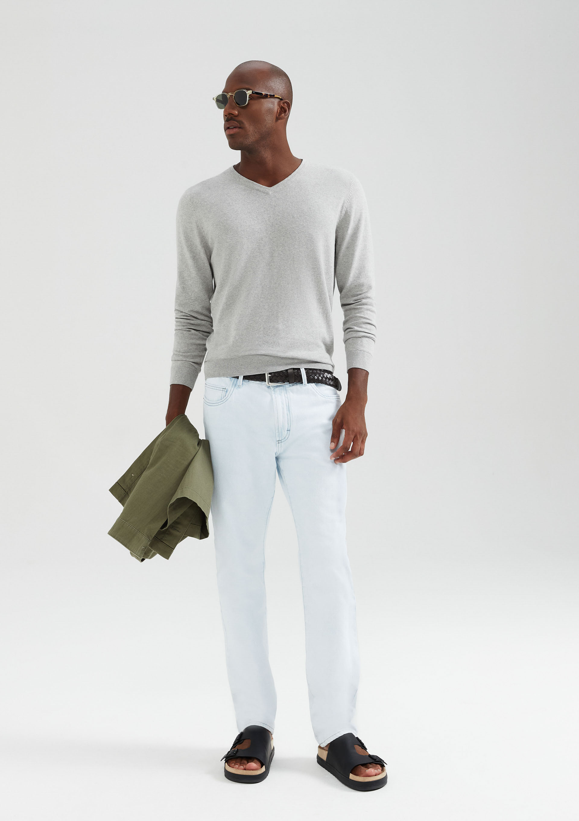 Calça Jeans Masculina Reta - Cinza