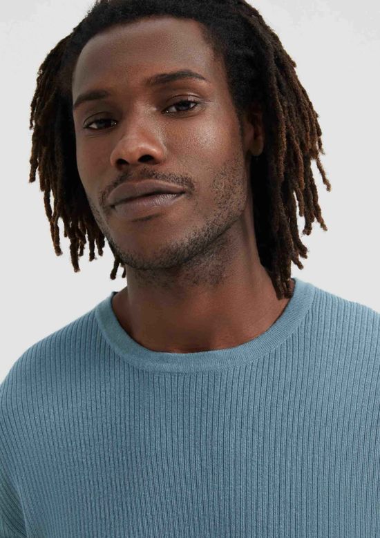 Foto do produto: Camiseta Masculina Manga Curta Em Tricô - Azul