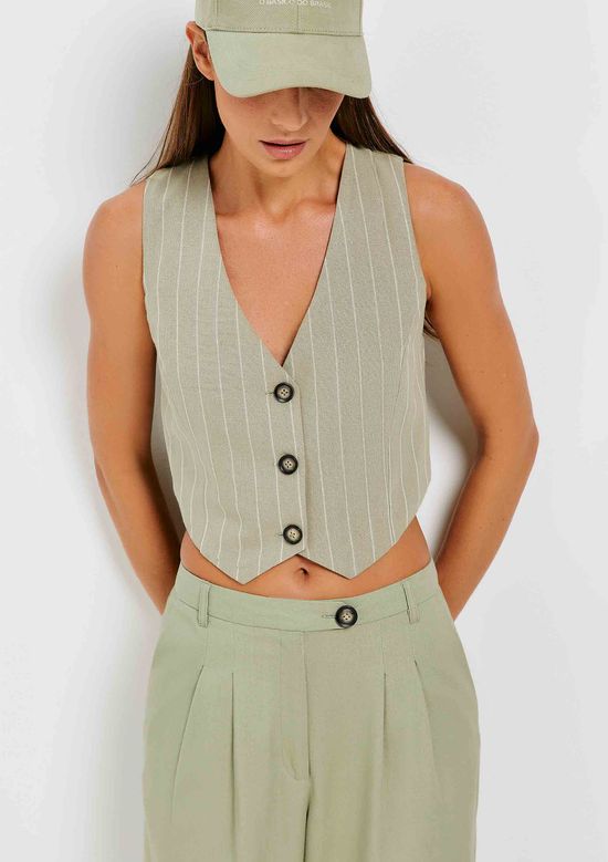 Foto do produto: Colete Feminino Cropped Fio Tinto - Verde