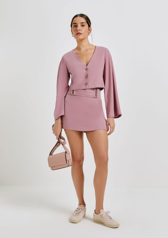 Foto do produto: Shorts Saia Evasê Em Viscose - Rosa