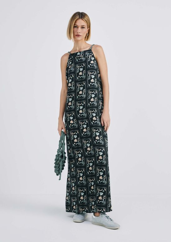 Foto do produto: Vestido Longo Estampado Alças Finas - Verde