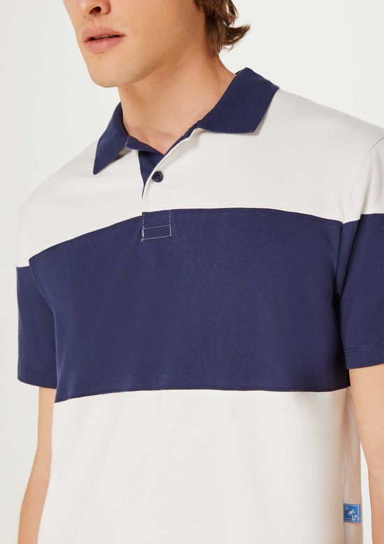 Foto do produto: Camisa Polo Masculina Manga Curta Com Recortes - Azul