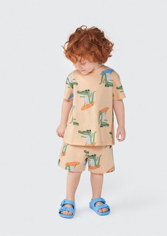 Foto do produto: Shorts de Moletom Infantil Menino Toddler Estampado - Bege