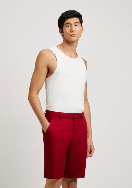 Foto do produto: Bermuda Básica Masculina Chino Reta Em Sarja - Vermelho