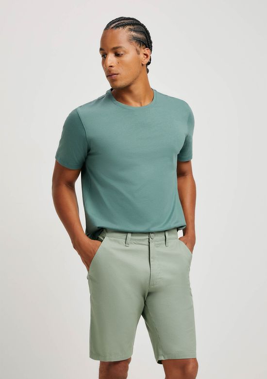 Foto do produto: Bermuda Básica Masculina Chino Reta Em Sarja - Verde