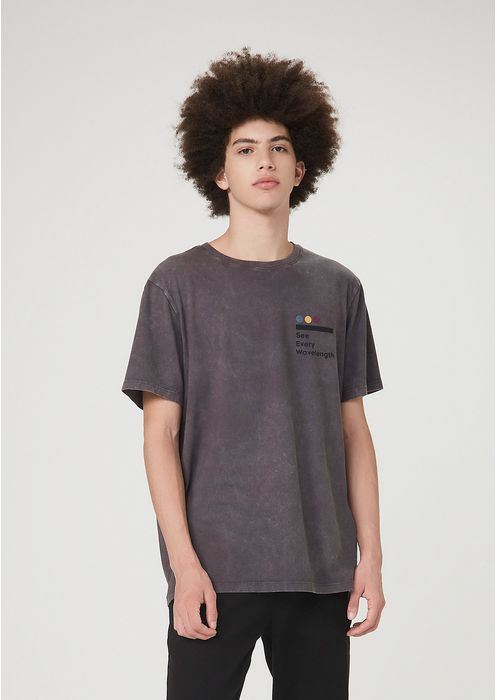 Camiseta Masculina Em Algodão Com Lavanderia Estonada - Cinza