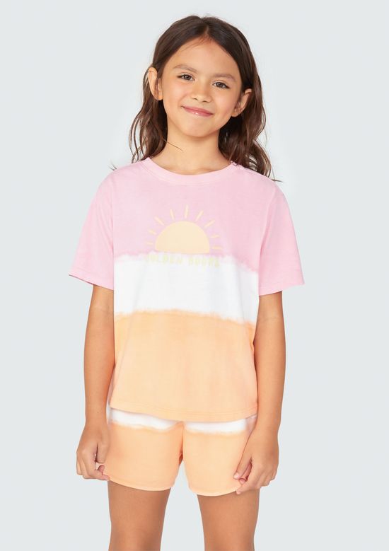 Foto do produto: Blusa Infantil Menina Manga Curta Dip Dye - Rosa