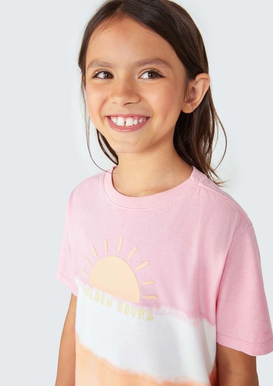 Foto do produto: Blusa Infantil Menina Manga Curta Dip Dye - Rosa