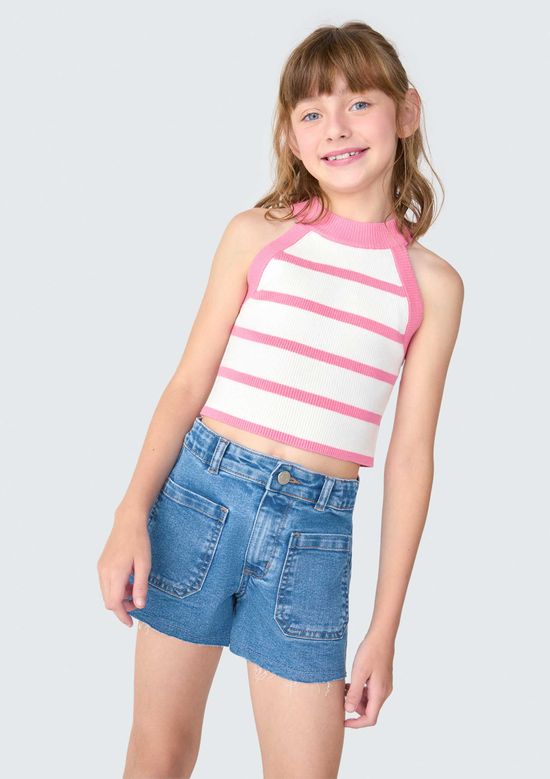 Foto do produto: Regata Infantil Menina Em Tricô - Rosa