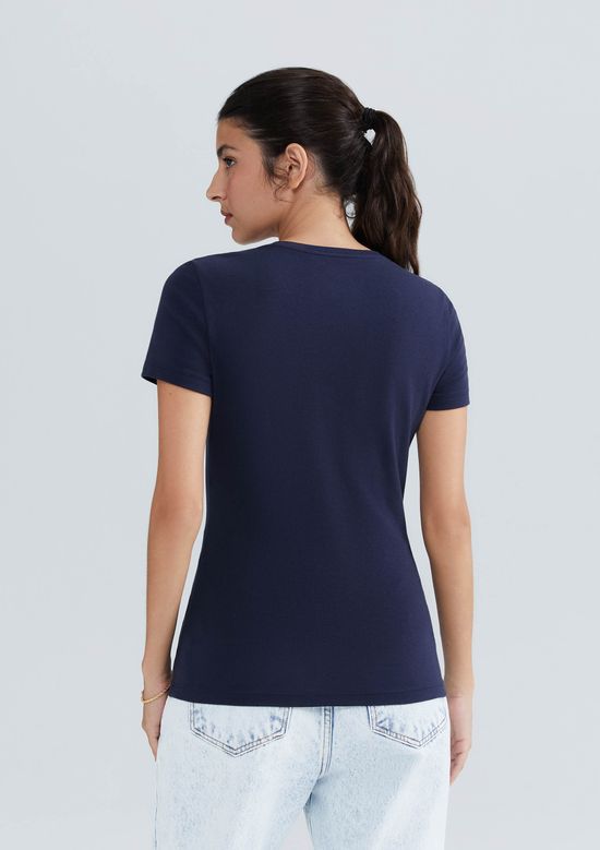 Foto do produto: Blusa Básica Feminina Slim Decote V - Azul