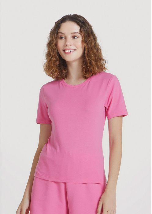 Camiseta Feminina Básica Em Algodão - Rosa