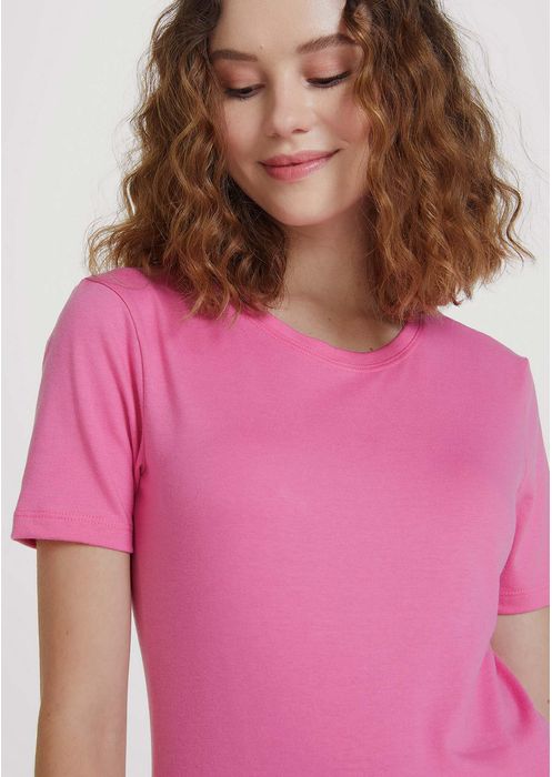 Camiseta Feminina Básica Em Algodão - Rosa