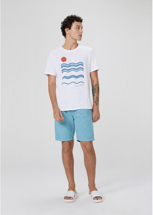 Camiseta Masculina Estampada Manga Curta - Areia