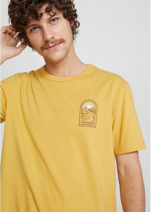 Camiseta Masculina Estampada Manga Curta - Amarelo