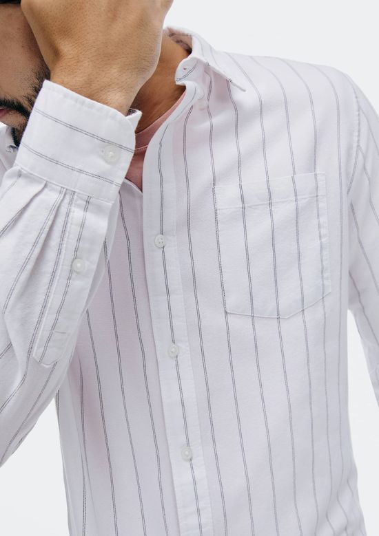 Foto do produto: Camisa Masculina Manga Longa Fio Tinto Listrada - Branco