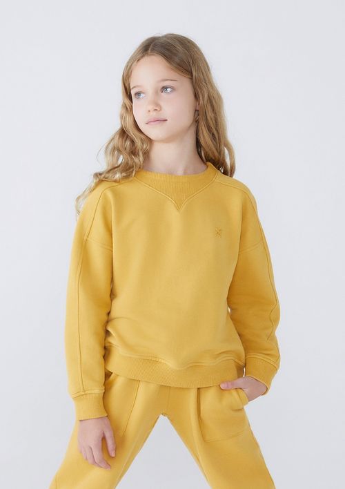 Blusão Básico Infantil Menina Em Moletom Comfort - Amarelo
