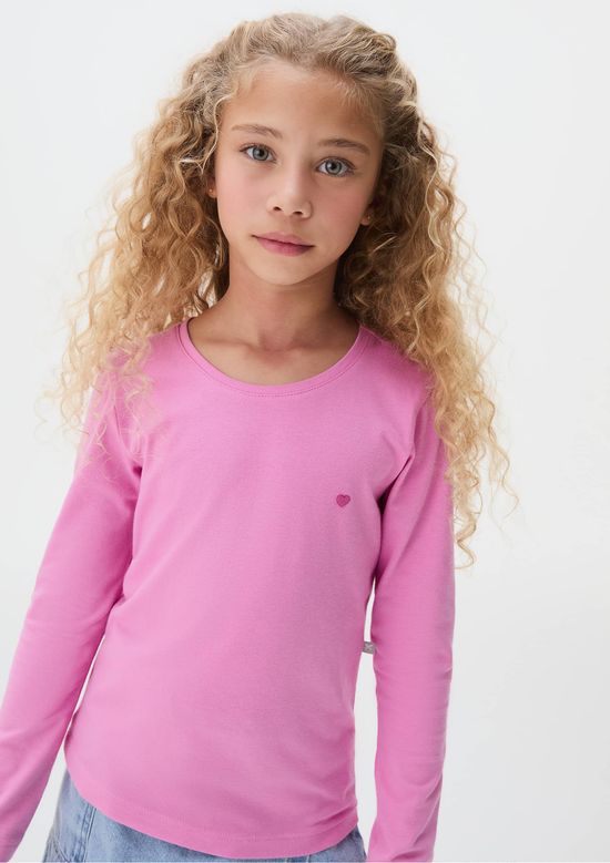 Foto do produto: Blusa Básica Infantil Menina Manga Longa Com Patch Hering Kids - Rosa