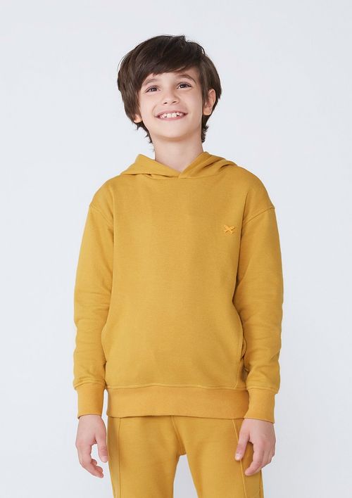 Blusão Básico Infantil Menino Comfort Com Capuz - Amarelo
