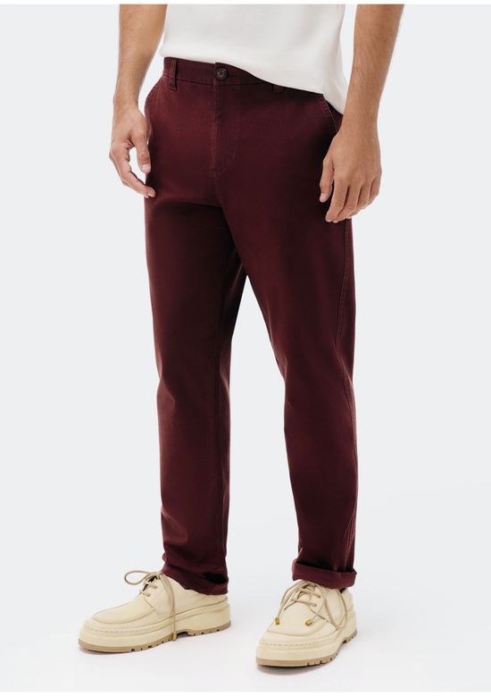 Foto do produto: Calça Básica Masculina Chino Slim Em Sarja Com Elastano - Marsala