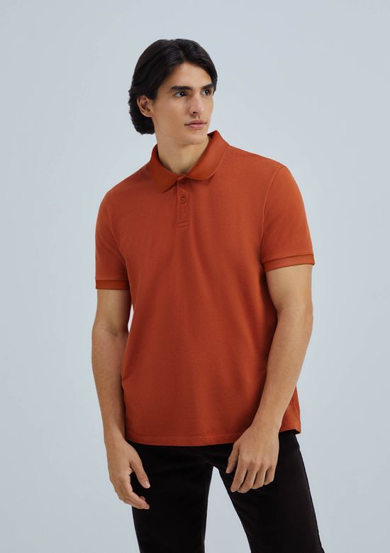 Foto do produto: Camisa Polo Básica Masculina Manga Curta Em Piquet - Laranja