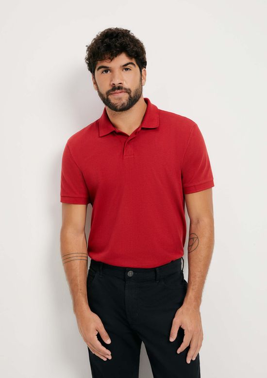 Foto do produto: Camisa Polo Básica Masculina Regular Em Piquet - Vermelho