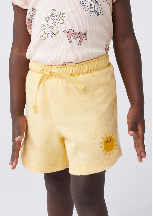 Shorts Infantil Menina Em Malha Toddler - Amarelo