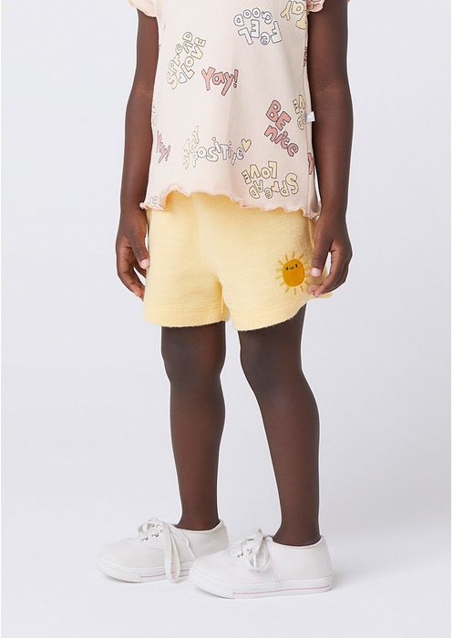 Shorts Infantil Menina Em Malha Toddler - Amarelo