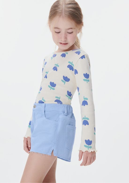 Foto do produto: Blusa Infantil Menina Manga Longa Em Ribana - Creme