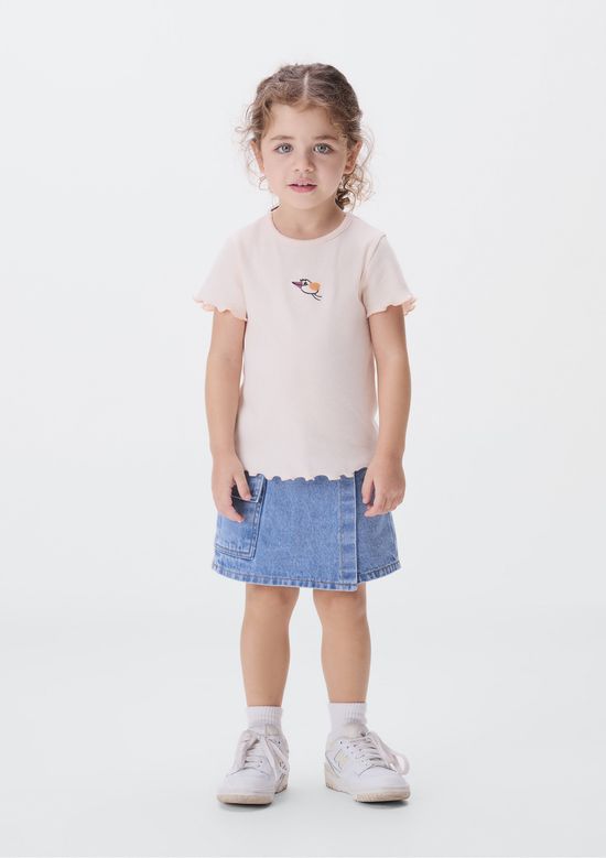 Foto do produto: Blusa Infantil Menina Toddler Com Bordado - Rosa