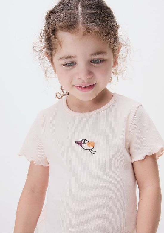 Foto do produto: Blusa Infantil Menina Toddler Com Bordado - Rosa