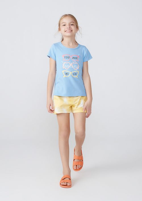 Shorts Infantil Runner Tie Dye Em Moletom - Amarelo