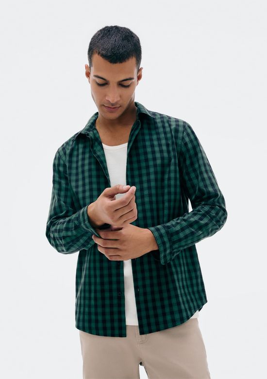 Foto do produto: Camisa Masculina Manga Longa Xadrez - Verde