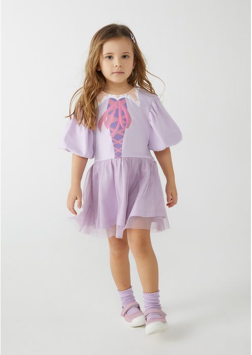 Camisola Fantasia Princesa Rapunzel Infantil - Roxo