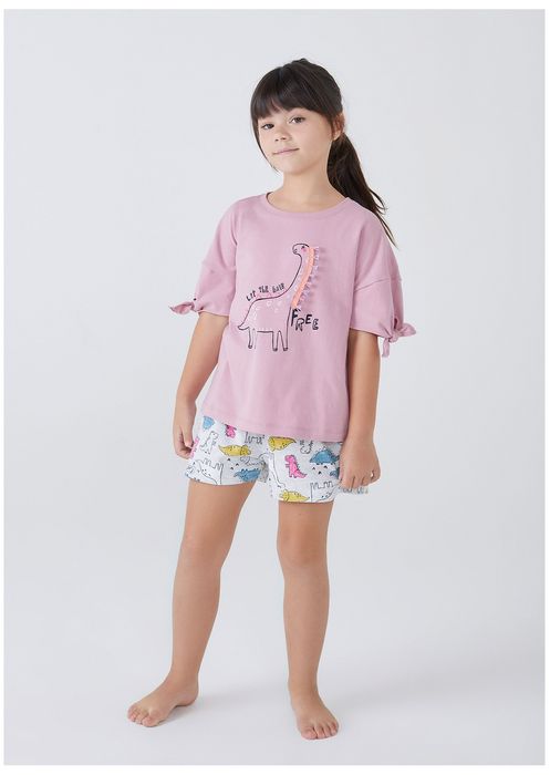 Pijama Infantil Menina Curto Estampado - Lilás