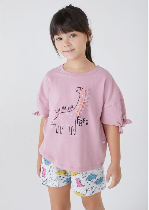 Pijama Infantil Menina Curto Estampado - Lilás